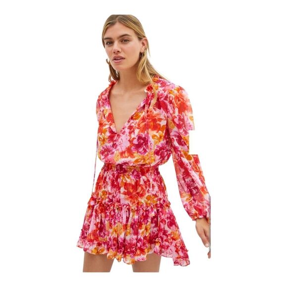 MISA Los Angeles Clementine Ruffled Floral Mini Dress - Picture 1 of 16